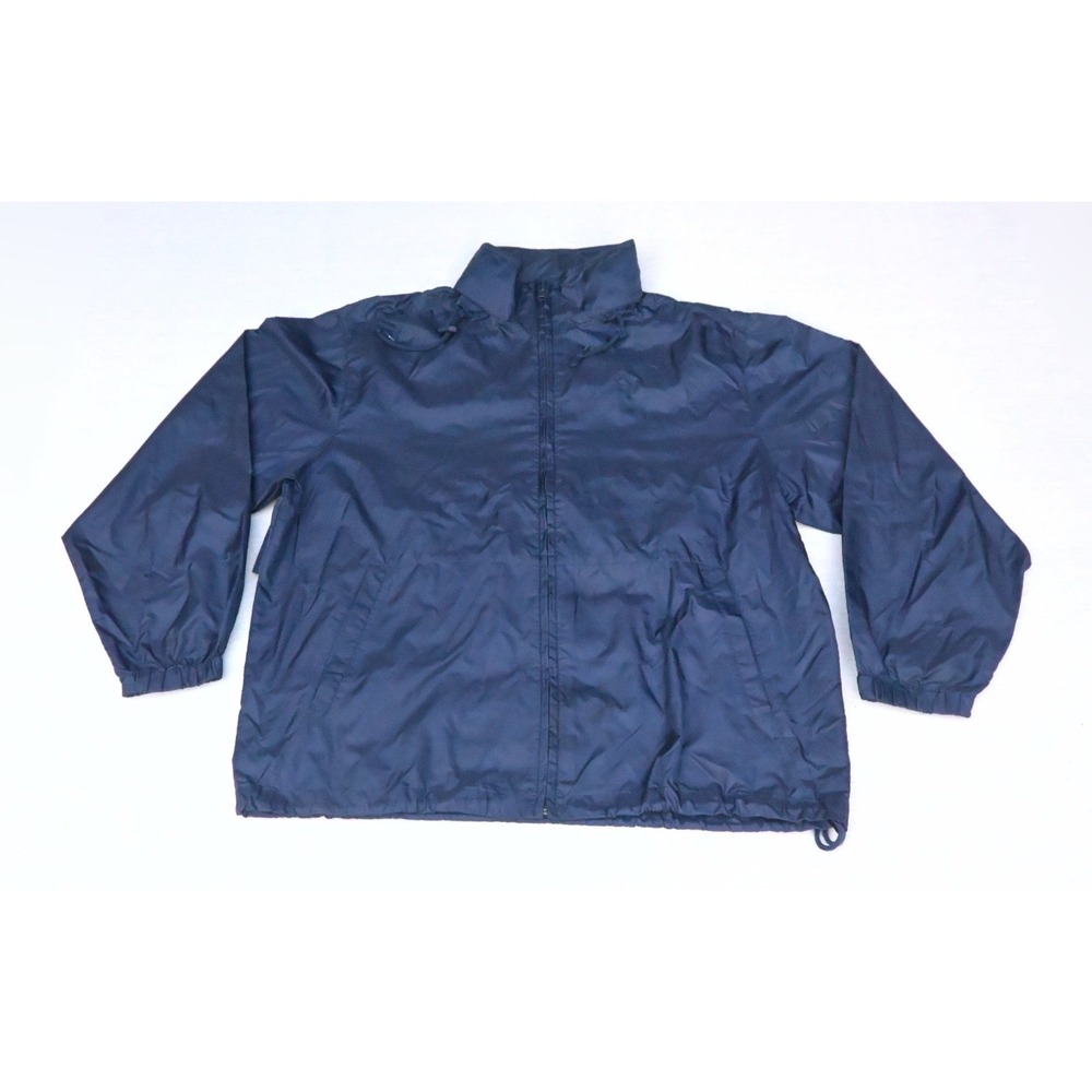 Eddie Bauer Mens M Vintage 90s EBTEK Sac Jac Packable Windbreaker Navy Hooded